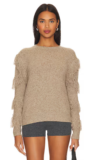 Fringe Sleeve Crew Neck in Gravel | Revolve Clothing (Global)