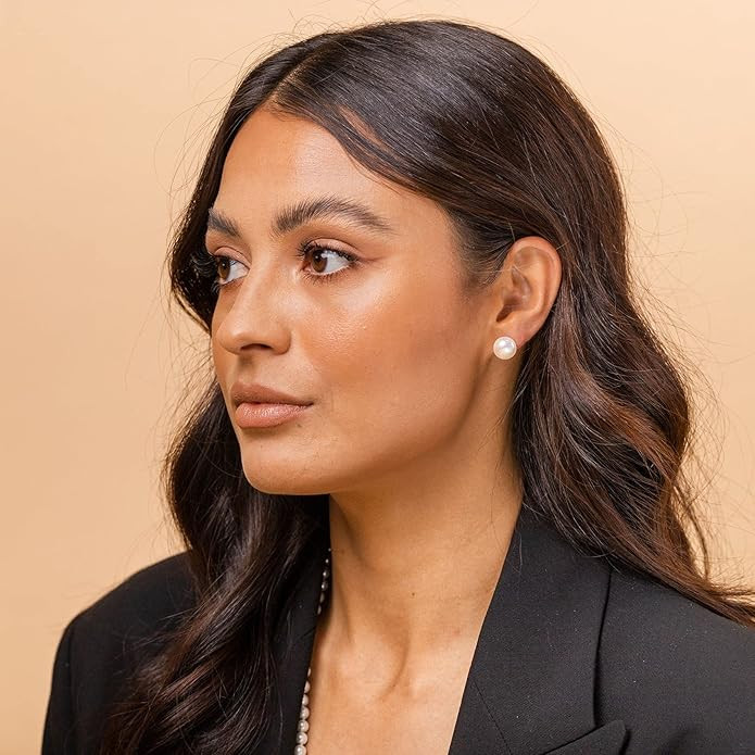 PAVOI 14K Gold AAA+ Handpicked White Freshwater Cultured Pearl Earrings Studs | Amazon (US)