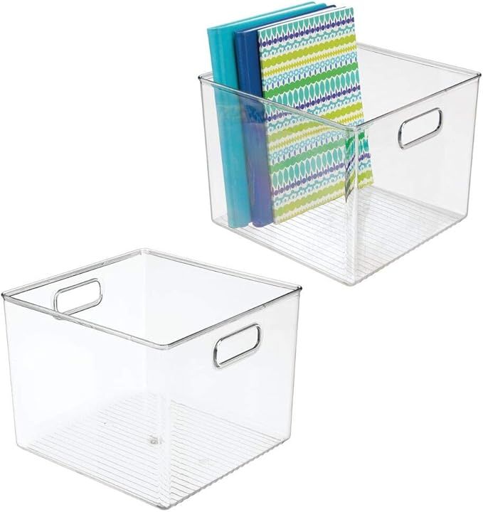 mDesign Plastic Storage Container Bin with Carrying Handles for Home Office, Filing Cabinets, She... | Amazon (US)