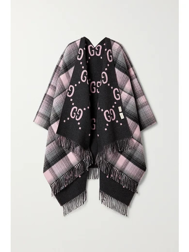 Reversible fringed checked intarsia wool wrap | NET-A-PORTER (UK & EU)