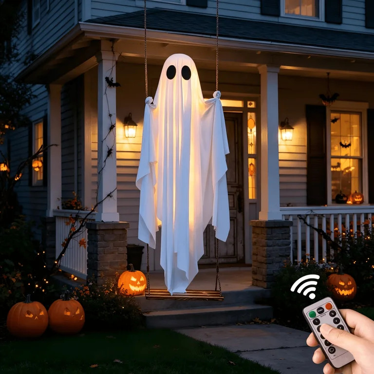 Clearance Early Halloween Decorations Outdoor - 5 FT Large Hanging Swing Ghost Halloween Decor, S... | Walmart (US)