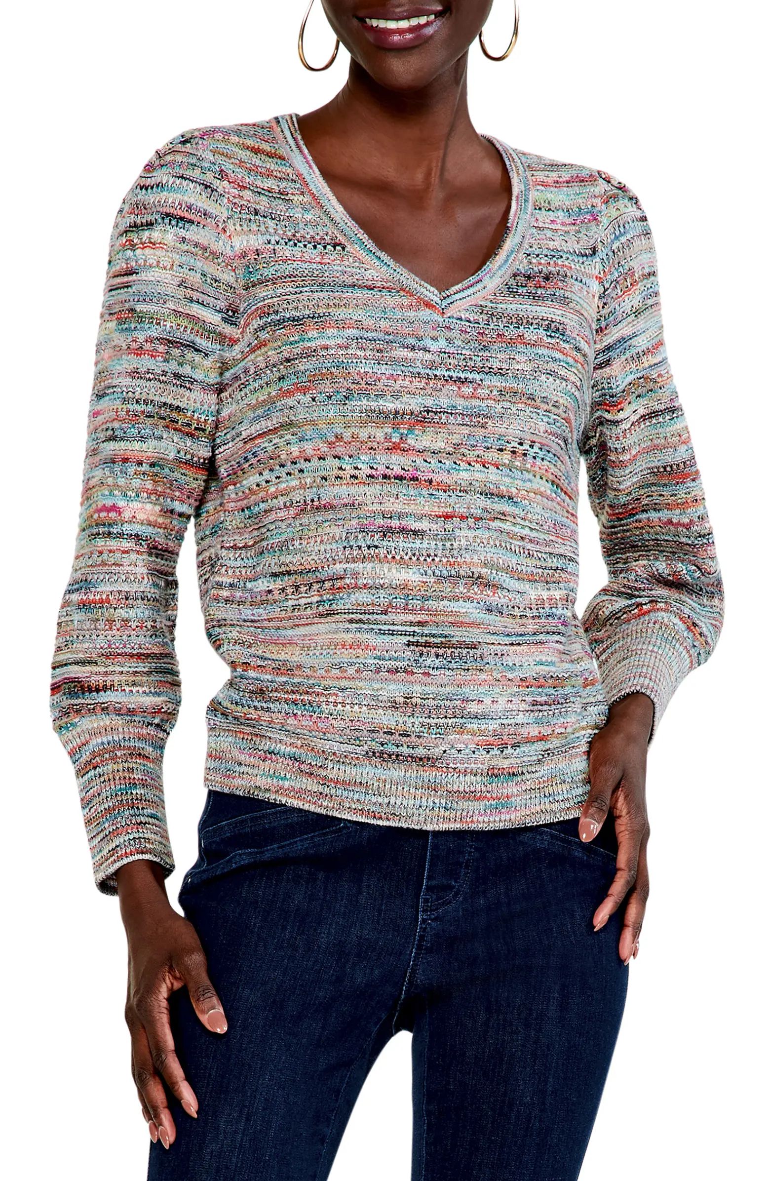 Women's Mélange V-Neck Cotton Sweater | Nordstrom