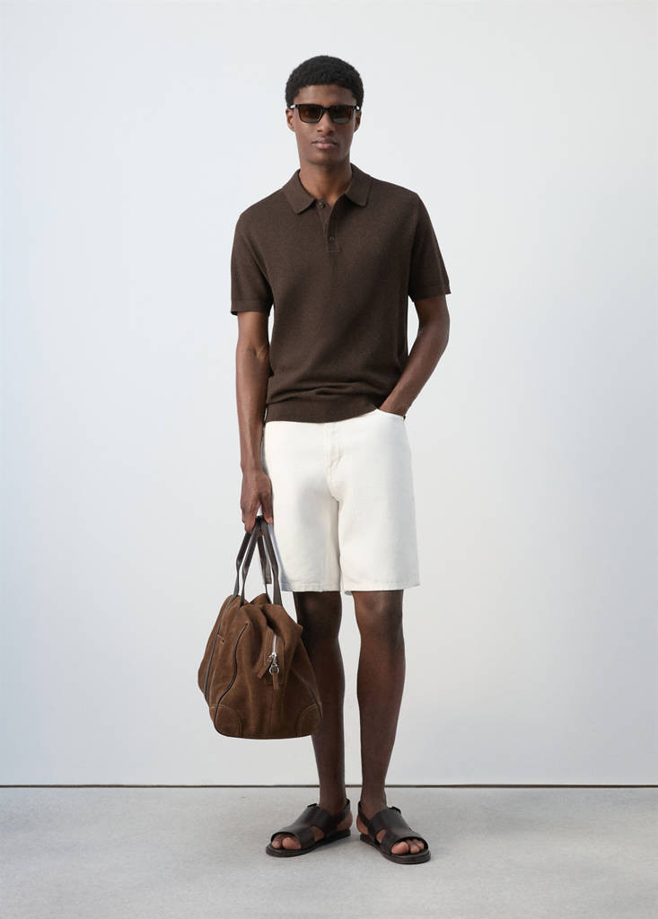 Fine-knit cotton polo shirt brown - Men - L - MANGO MAN | Mango (US/MX/AU)