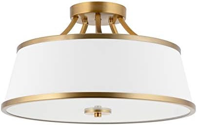 Kira Home Zoey 17.5" Modern 3-Light Semi-Flush Mount Ceiling Light Fixture + White Fabric Shade, ... | Amazon (US)