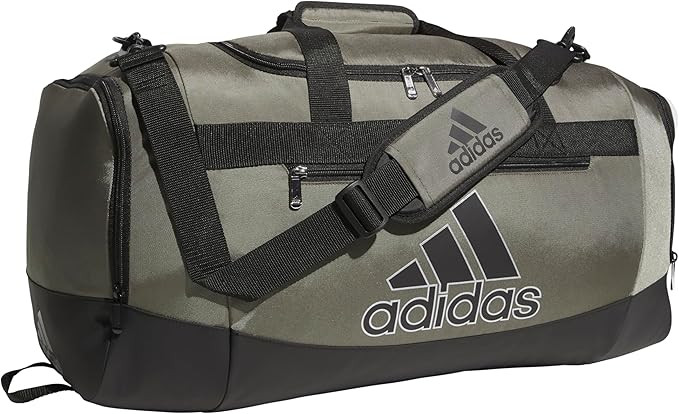adidas Unisex Adult Defender 4 Duffel Bag, Olive Strata Green/Black/Silver Metallic, Medium (66 L... | Amazon (US)