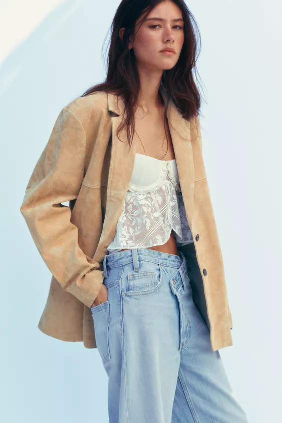 100% SUEDE LEATHER BLAZER | Zara UK