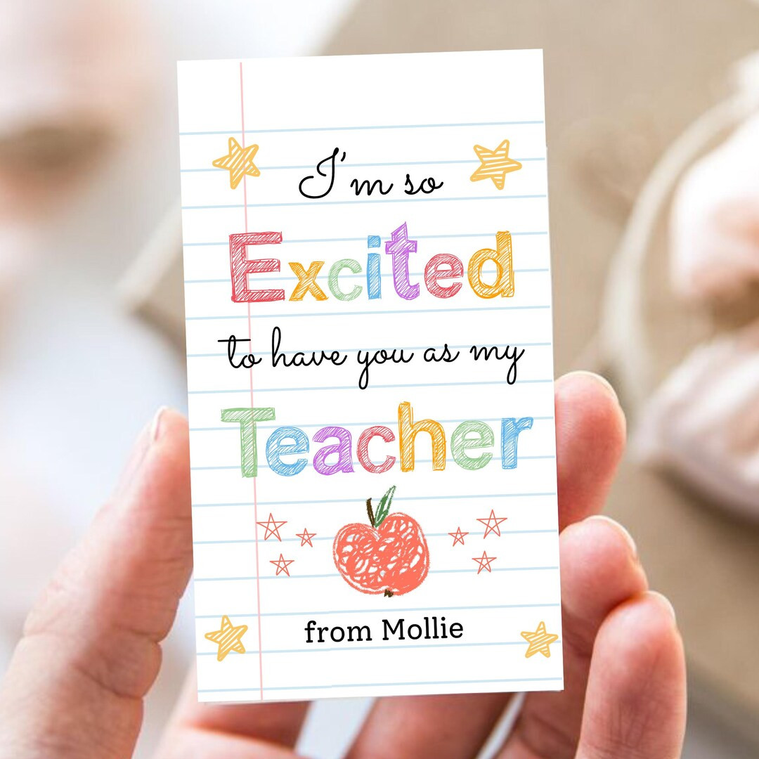 First Day of School Teacher Gift Tag, I'm so Happy to Have You as My Teacher Gift Tag, Scribble H... | Etsy (US)