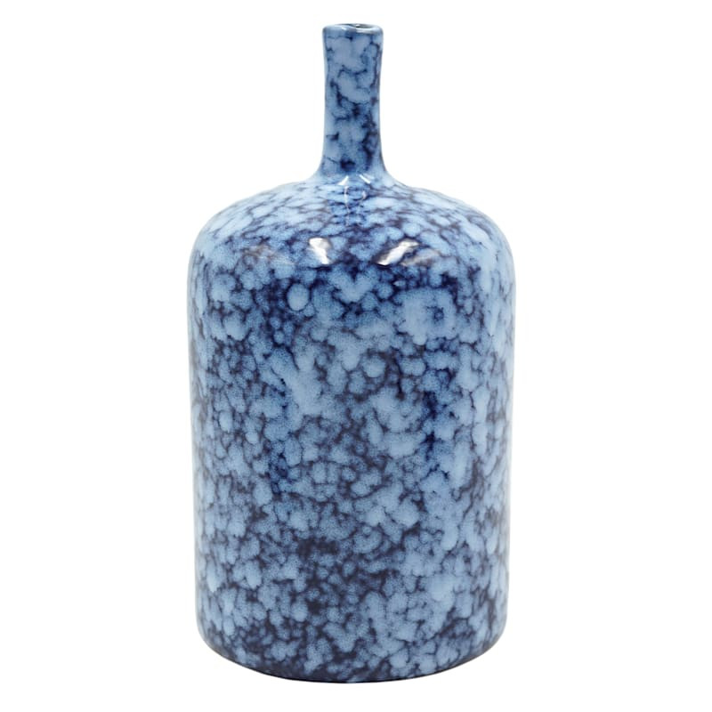 Blue Splatter Ceramic Vase, 9.5" | At Home