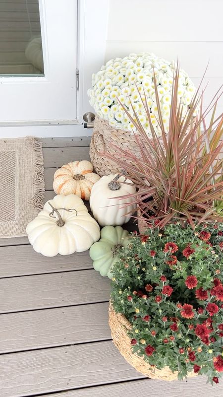 Fall front porch decor. My faux mums and pumpkins are on sale!  

#LTKSeasonal #LTKHalloween #LTKhome