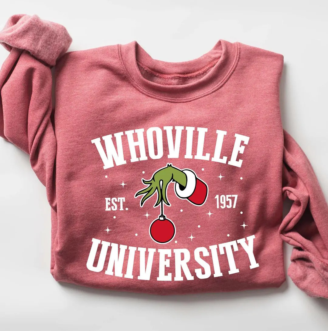 Whoville University Sweatshirt, the Grinch Christmas Sweatshirt, Grinchmas Sweatshirt, Womens Chr... | Etsy (US)