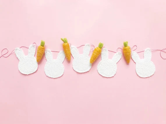 PRE  ORDER   White Sequin Bunny W/ Felt Carrot Garland | Etsy | Etsy (US)