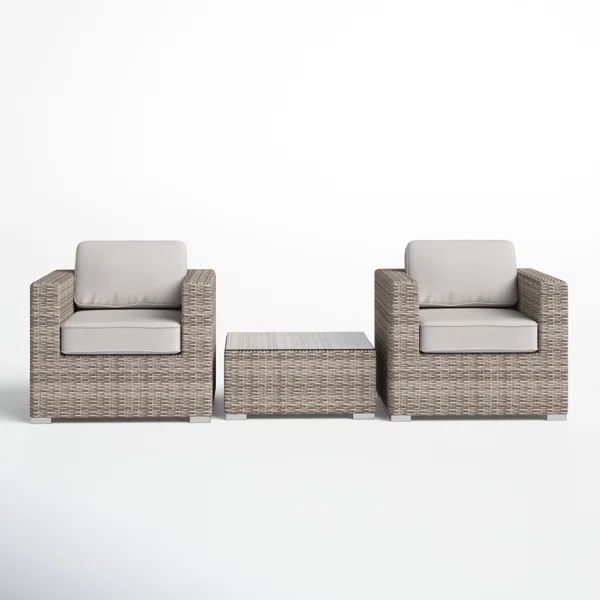 Cleo 3 Piece Rattan Seating Group with Cushions | Wayfair North America
