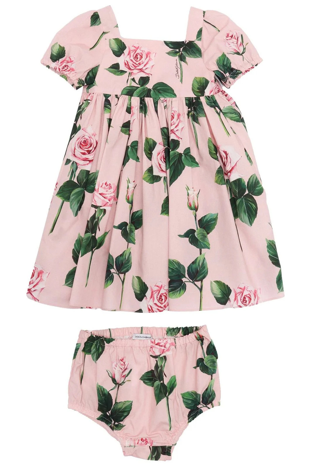 Dolce & Gabbana Kids Rose-Print Poplin Dress | Cettire Global