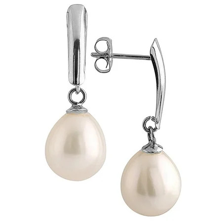 Sterling Silver 925 Drop Freshwater Cultured Pearl Earring (10.0-10.5mm) | Walmart (US)