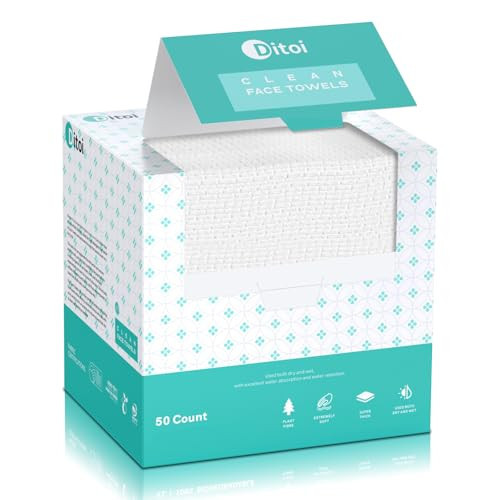 Face Towels, 10"×12" Disposable Face Towel, Face Towelettes XL, Ultra Soft Makeup Remover Dry Wipes, Thick Face Towel for Sensitive Skin, 50 Count (1 Pack) | Amazon (US)