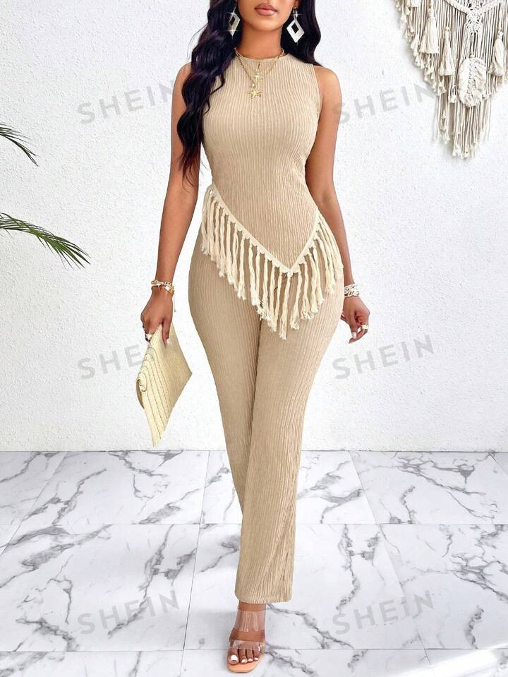 SHEIN Slayr Asymmetrical Hem, Streaming Texture Fabric Set | SHEIN