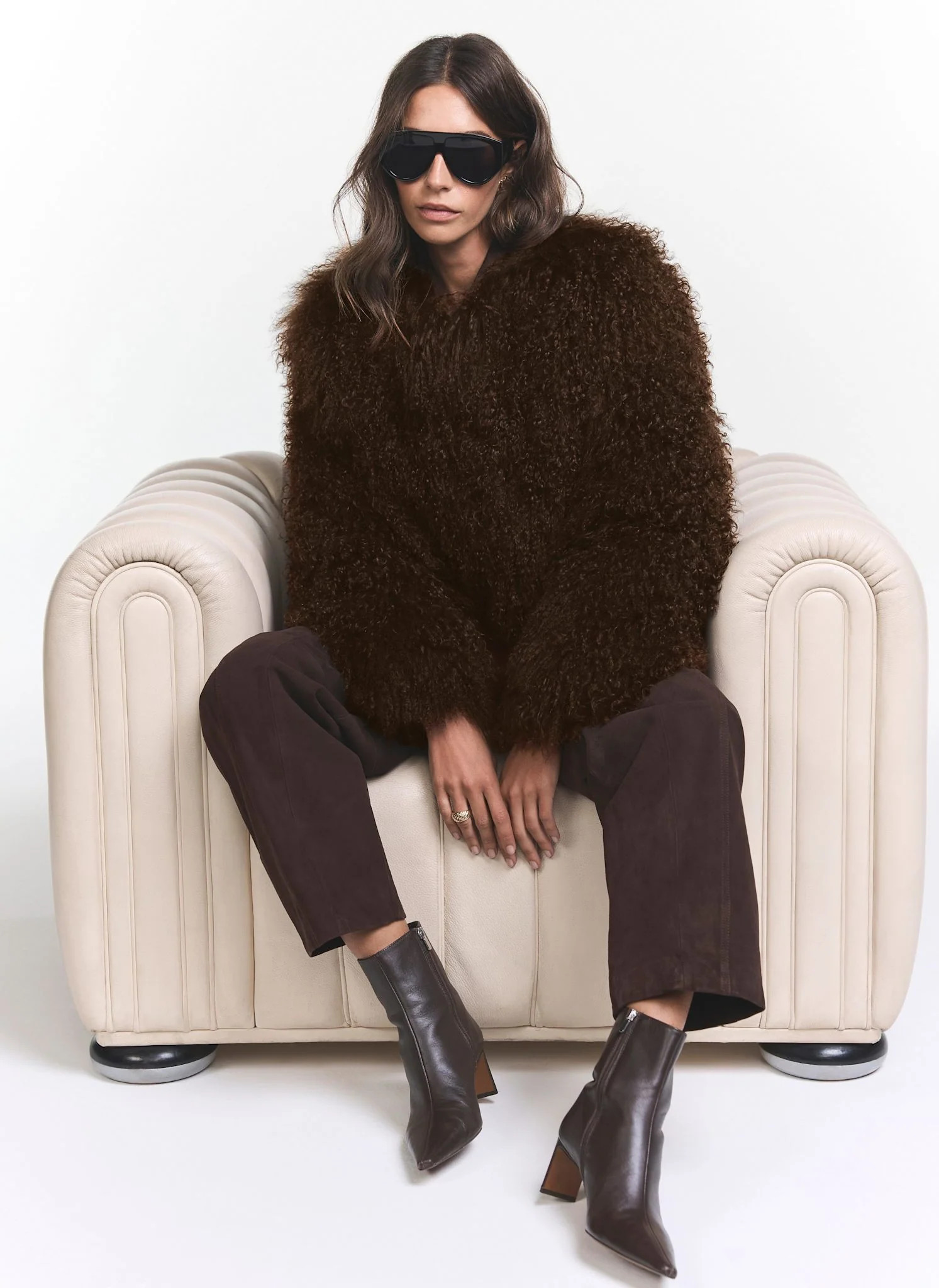 Brown Mongolian Fur Jacket | Mint Velvet