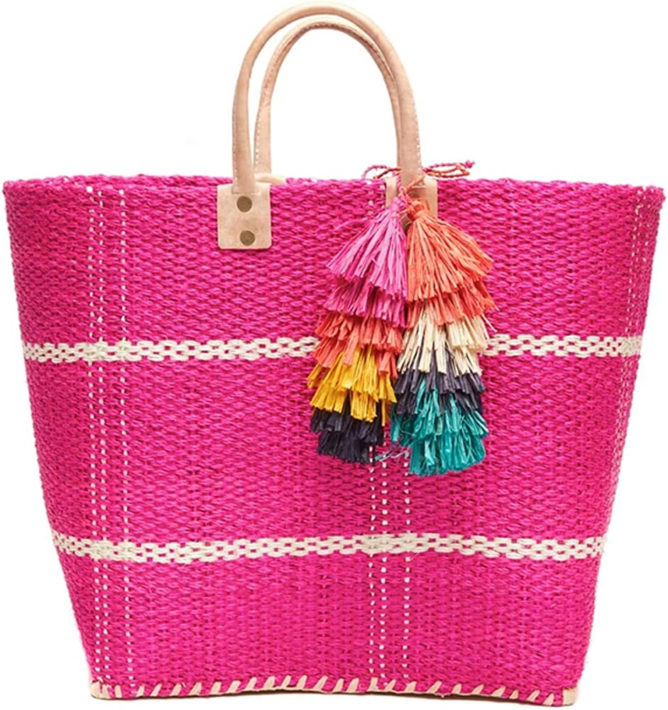 MAR Y SOL Belo Sisal Market Tote Straw Beach Bag w Tassels | Amazon (US)