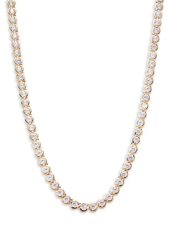 ​14K Yellow Goldplated & Cubic Zirconia Tennis Necklace | Saks Fifth Avenue OFF 5TH