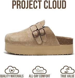 Project Cloud 100% Genuine Leather Clogs for Women - Wedge Womens Clogs Platform Sandals with Mem... | Amazon (US)