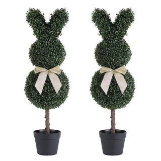 poetree 3 ft. Artificial Bunny Shaped Topiary Trees in Pot 2-Pack TUZI90CM - The Home Depot | The Home Depot