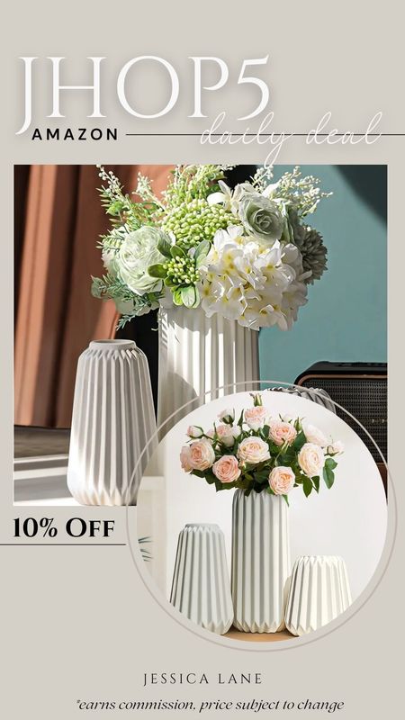 Amazon daily deal, save 10% on this set of 3 gorgeous modern ceramic vases. Home decor, decorative accents, decorative face, fluted vase, neutral vase, Amazon home decor, Amazon deal

#LTKsalealert #LTKstyletip #LTKhome