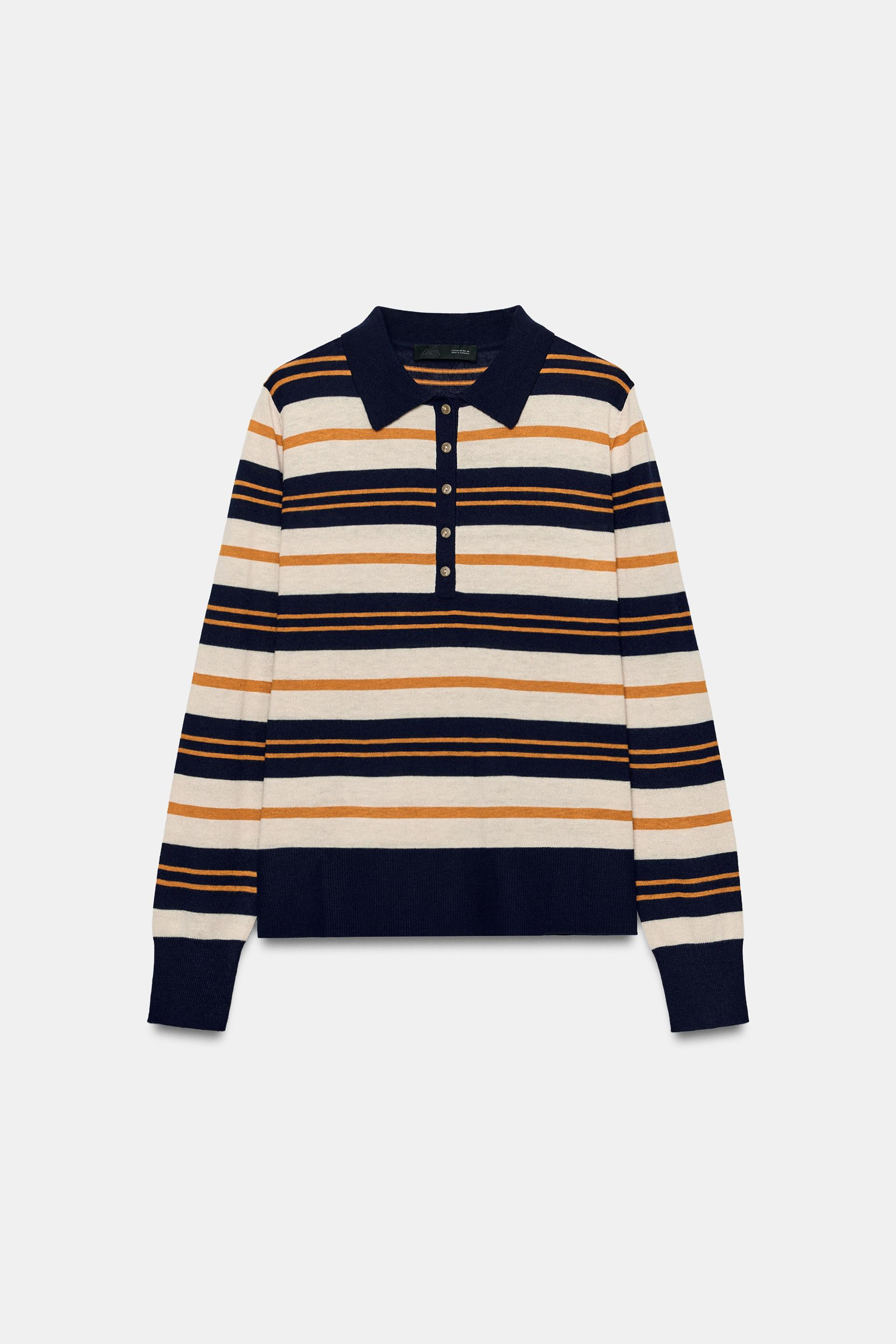 Zara - Striped Knit Polo - Multicolored - L - Woman | Zara US