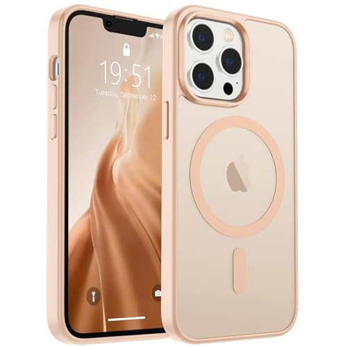 SUPFINE Magnetic for iPhone 13 Pro Max Case (Compatible with MagSafe) (Military Grade Drop Protection) Slim Translucent Matte Shockproof with Anti-Fingerprint Phone Case,Sand Pink | Amazon (US)
