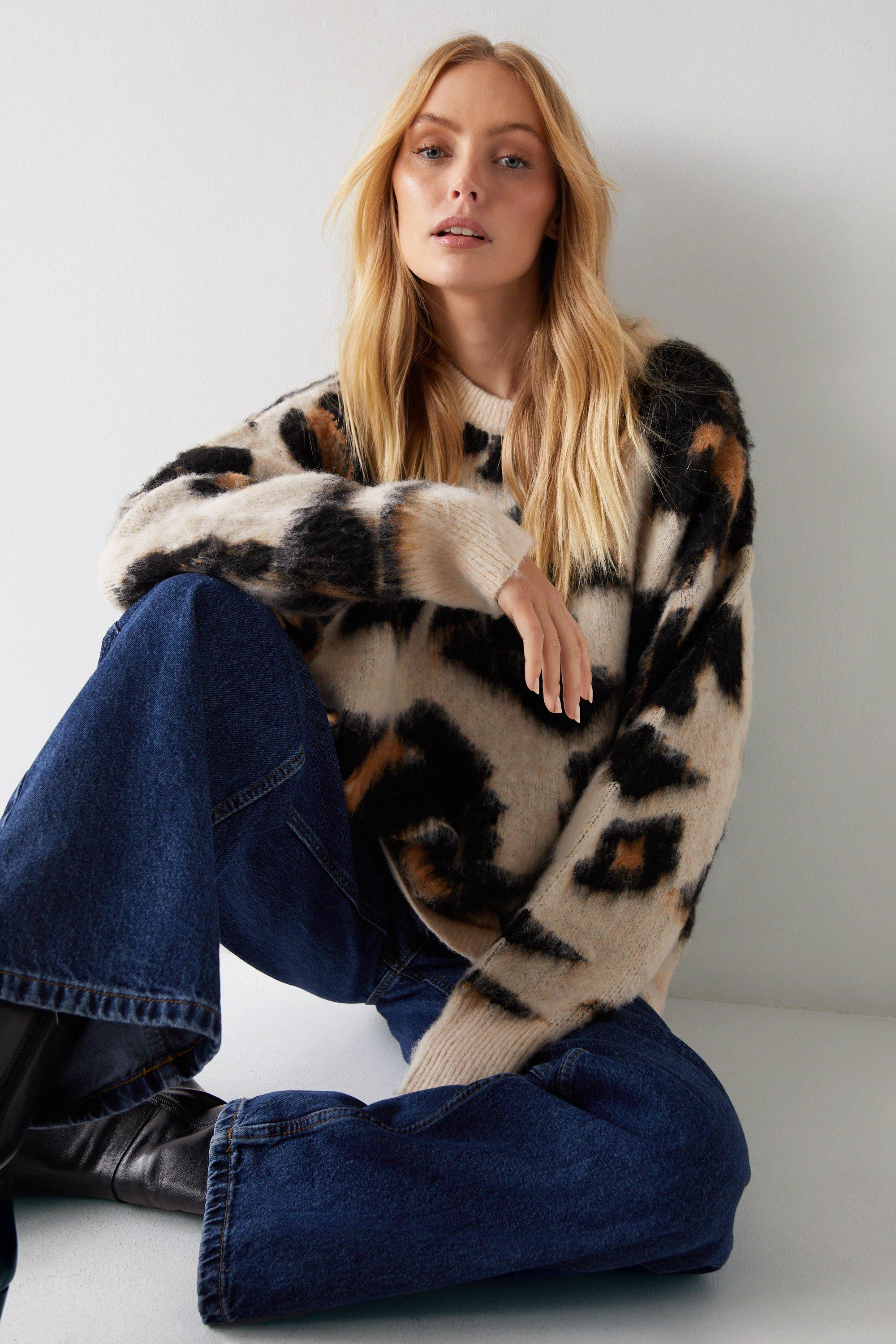 Jumpers & Cardigans | Animal Jacquard Knit Sweater | Warehouse | Warehouse UK & IE