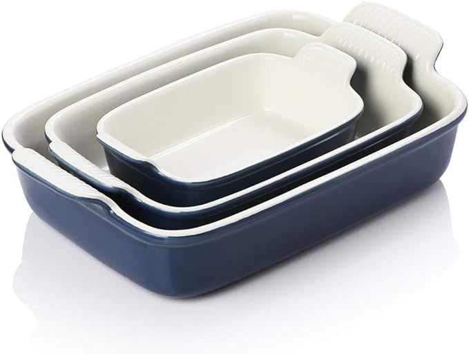 SWEEJAR Porcelain Bakeware Set for Cooking, Ceramic Rectangular baking dish Lasagna Pans for Cass... | Amazon (US)