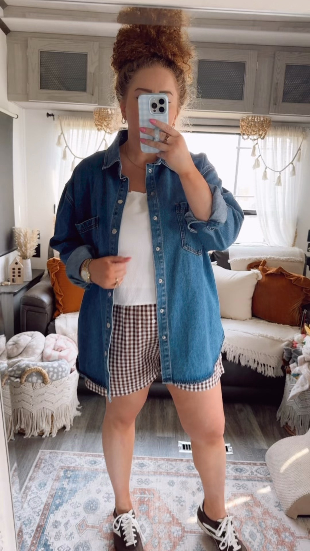 That little in between season feeling 🍂🤎 When you’re ready for fall but still want to keep things light and easy. This is exactly how I love transitioning my wardrobe into a new season ✨ fall transition outfit | transitional outfit | early fall outfit | late summer outfit | fall fashion | casual fall outfit | effortless outfit | oversized denim shirt | denim button down | white linen tank | linen tank top | plaid boxer shorts | brown plaid shorts | boxer shorts outfit | brown and white outfit | neutral outfit | brown sneakers | casual sneakers | everyday outfit | relaxed outfit | fall wardrobe | summer to fall outfit | Amazon fashion | Amazon finds | trendy fall outfit | cozy casual style 🍂🤎

#LTKdayinmylife #LTKootd #LTKgrwm