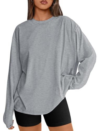 Trendy Queen Womens Spring Tops Oversized Long Sleeve T Shirts 2026 Basic Tee Fall Casual Workout... | Amazon (US)