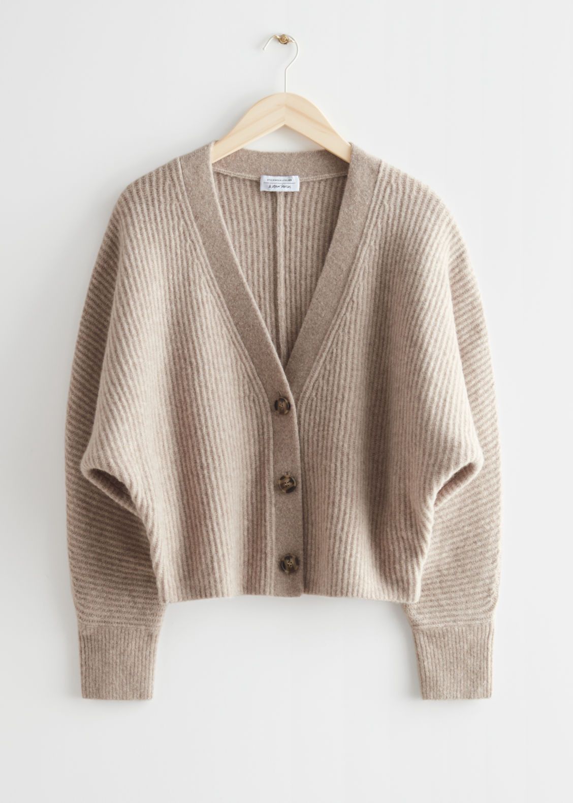 Voluminous Rib Knit Cardigan - Beige - Cardigans - & Other Stories | & Other Stories US