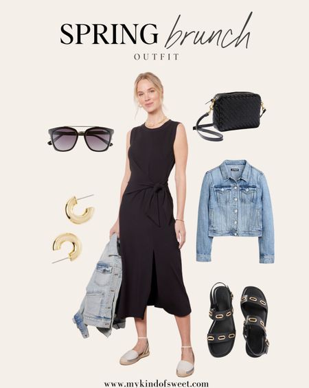 Spring Brunch Outfit Idea // you can't go wrong with this little black dress for brunch. Throw on a denim jacket and gold hoops with it!

#LTKstyletip #LTKSeasonal #LTKshoecrush