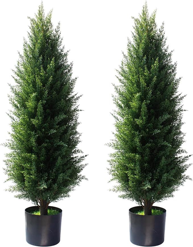 Artificial Cedar Pine Tree Faux Plants Potted UV Resistant Bushes Plants for Indoor Outdoor Garde... | Amazon (US)