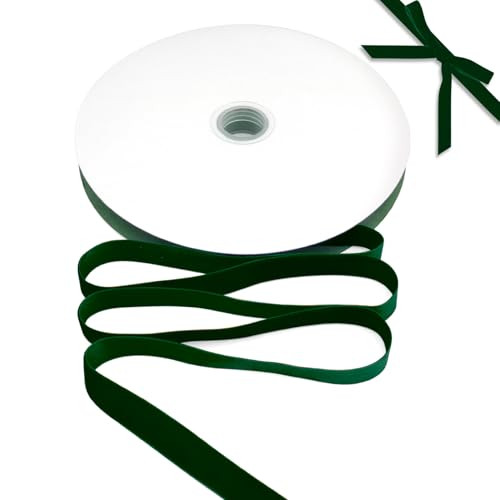 Christmas Green Velvet Ribbon 5/8" Vintage Christmas Ribbon Dark Green Velvet Ribbon for Gift Wrapping Green Ribbons for Crafts, Hair, Choker, Christmas Wreath, Bouquet, Christmas Tree Ribbon 25 Yd | Amazon (US)