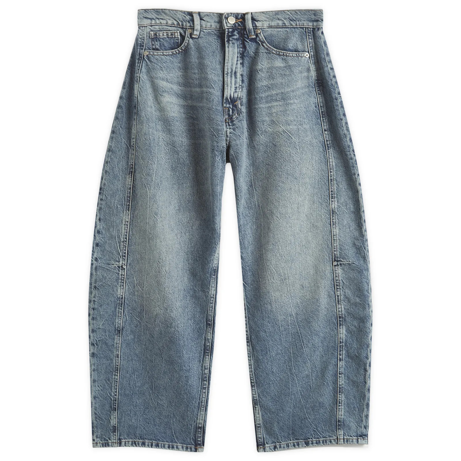 Good American Women's Good Extreme Barrel Jeans in Indigo, Size UK 12 | END. Clothing