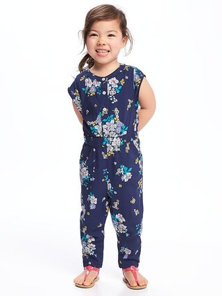 Old Navy Poplin Jumpsuit For Toddler Girls Size 12-18 M - Navy floral | Old Navy US