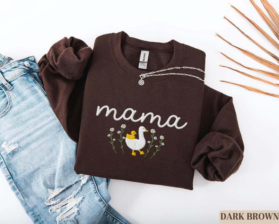 Embroidered Mama Sweatshirt, Goose Mama Crewneck, Mother's Day Gift, New Mom Gift, Baby Shower Gi... | Etsy (US)