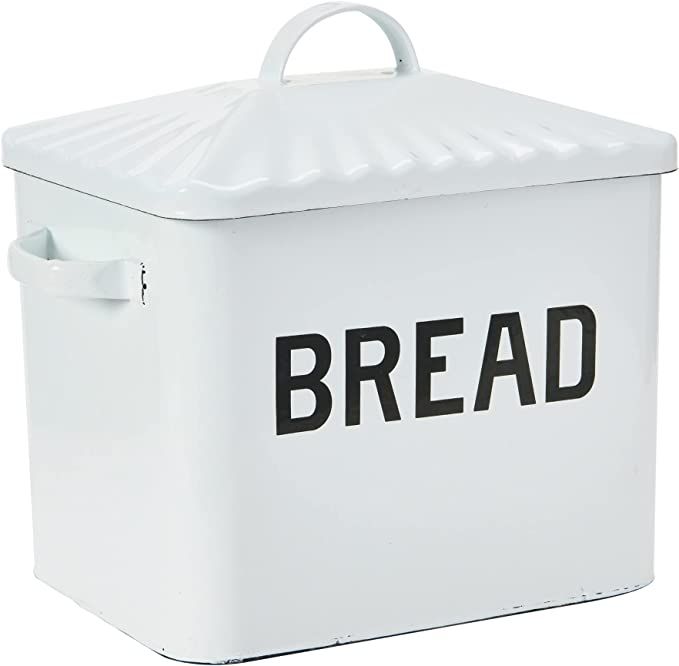 Farmhouse Enameled Metal Bread Box with "Bread" Message, White | Amazon (US)