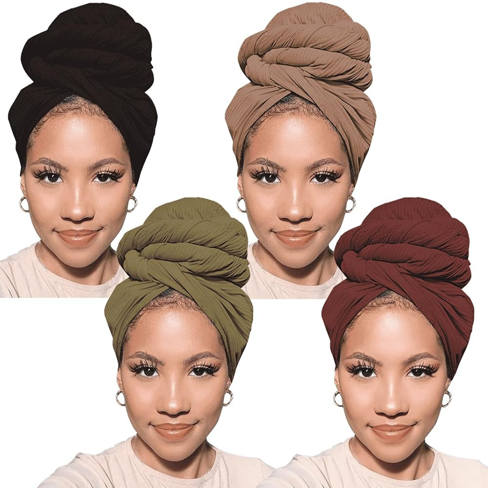PWEOUKE Head Wraps for Black Women African Head Wrap Lightweight for Women Long Plain Turban Hair... | Amazon (US)