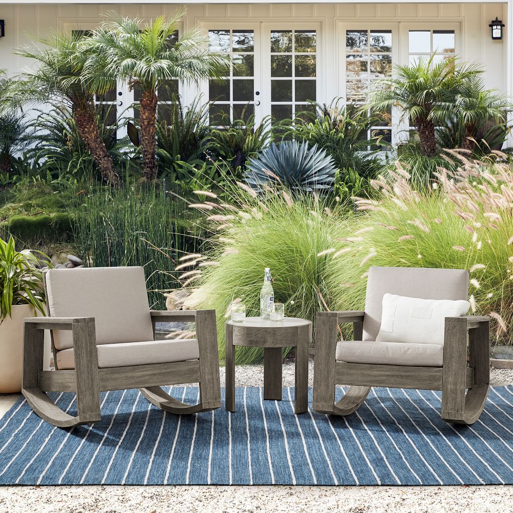 Portside Outdoor Rocking Chairs & Round Concrete Side Table (20") Set | West Elm (US)