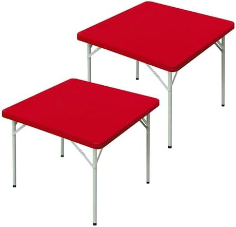 2 Pack Square Fitted Tablecloth 34X34 Inch Stretch Spandex Card Table Cover Red Washable Table Cl... | Amazon (US)