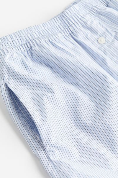 Cotton poplin shorts - Light blue/Striped - Ladies | H&M GB | H&M (UK, MY, IN, SG, PH, TW, HK)