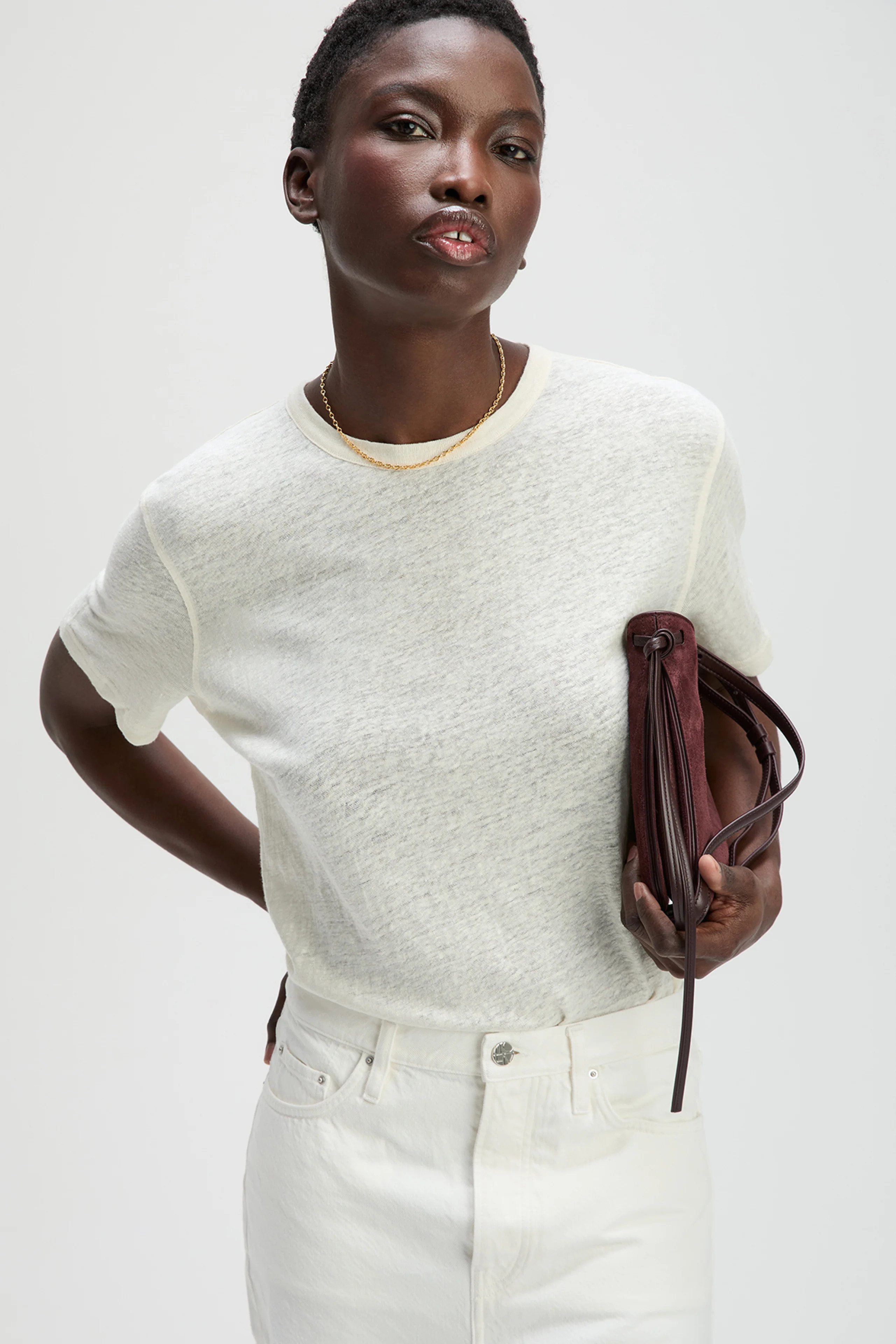 The Linen Perfect Tee In Cream | Sold Out NYC