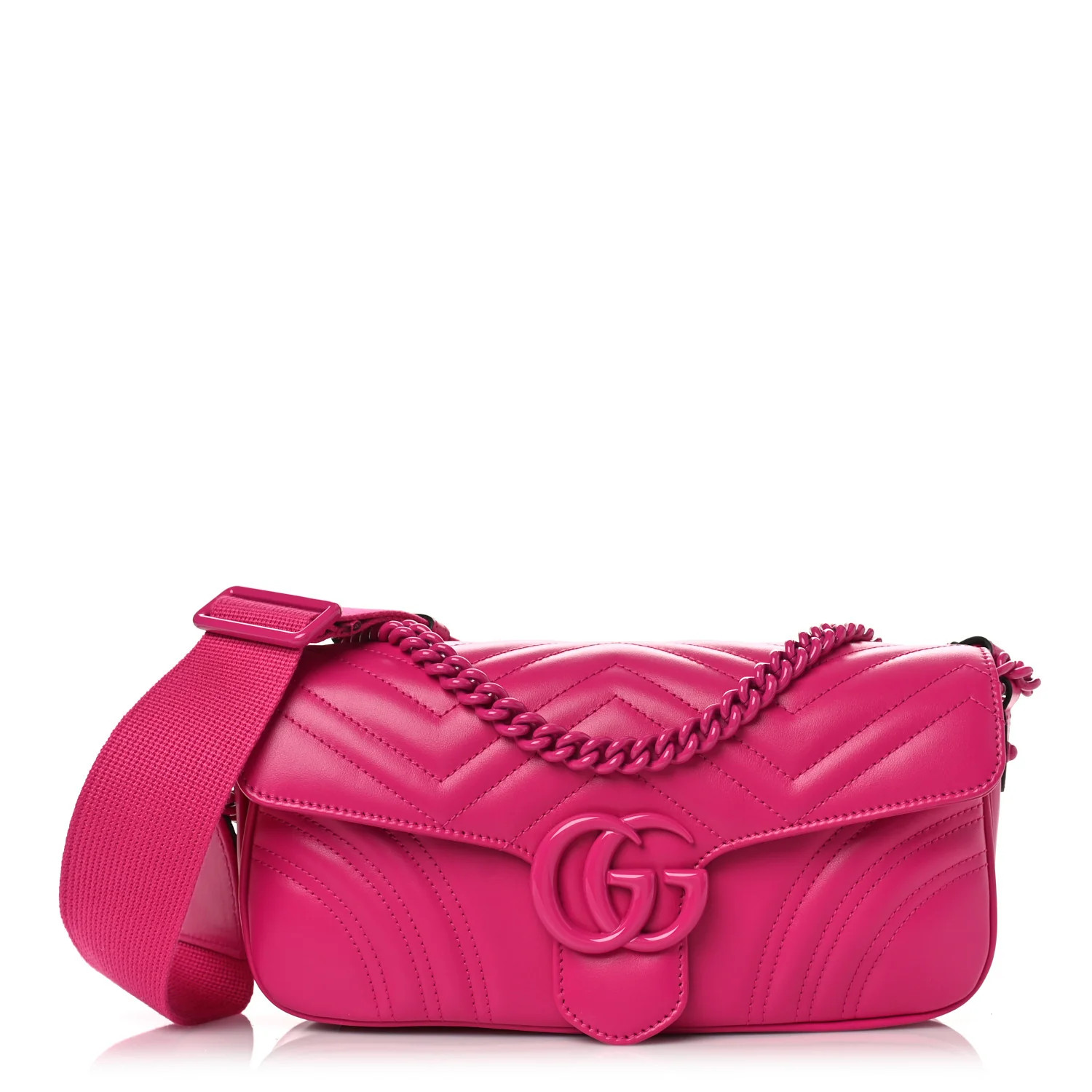 Calfskin Matelasse Monochrome GG Marmont Crossbody Shoulder Bag Classic Fuxia | FASHIONPHILE (US)