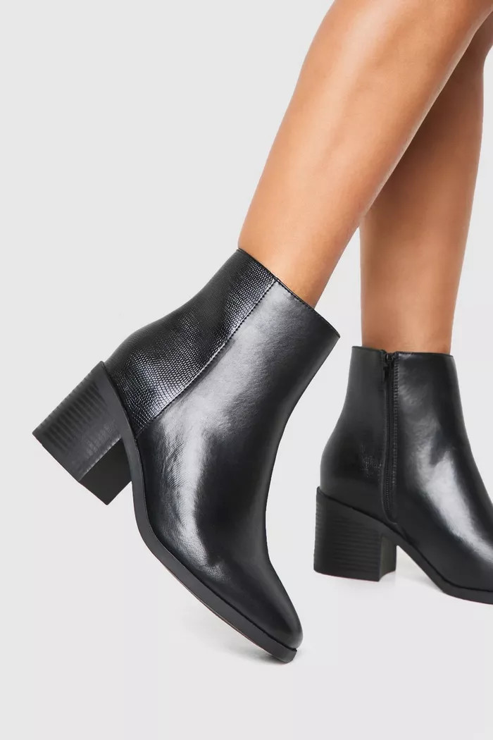 Wide Fit Snake Panel Shoe Boots | boohoo (US & Canada)