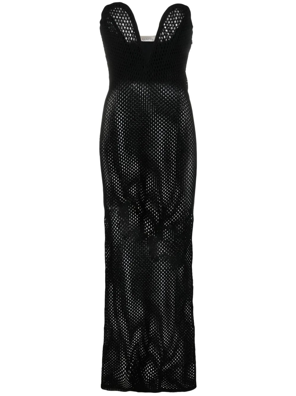 Laneus open-knit Mesh Maxi Dress | Black | FARFETCH SG | Farfetch Global