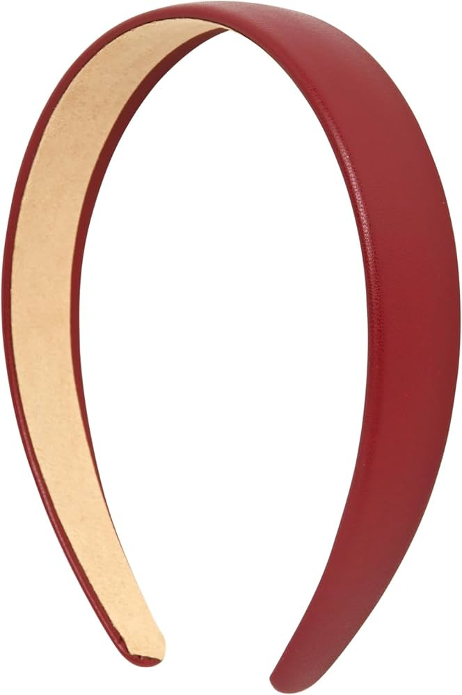 Motique Accessories 1 Inch Vegan Leather Headband, Burgundy | Amazon (US)