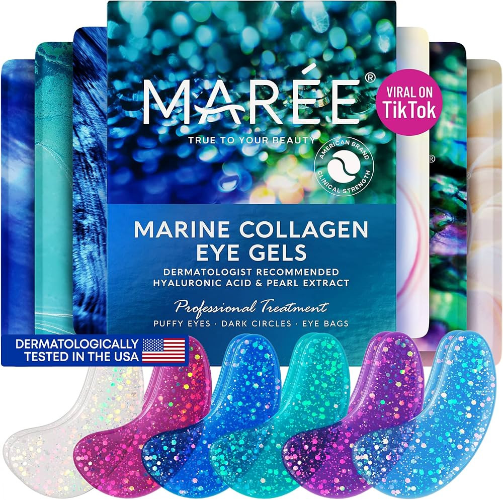 Maree Eye Gel Pads - Reduce Wrinkles, Puffy Eyes, Dark Circles, Eye Bags - Natural Marine Collage... | Amazon (US)